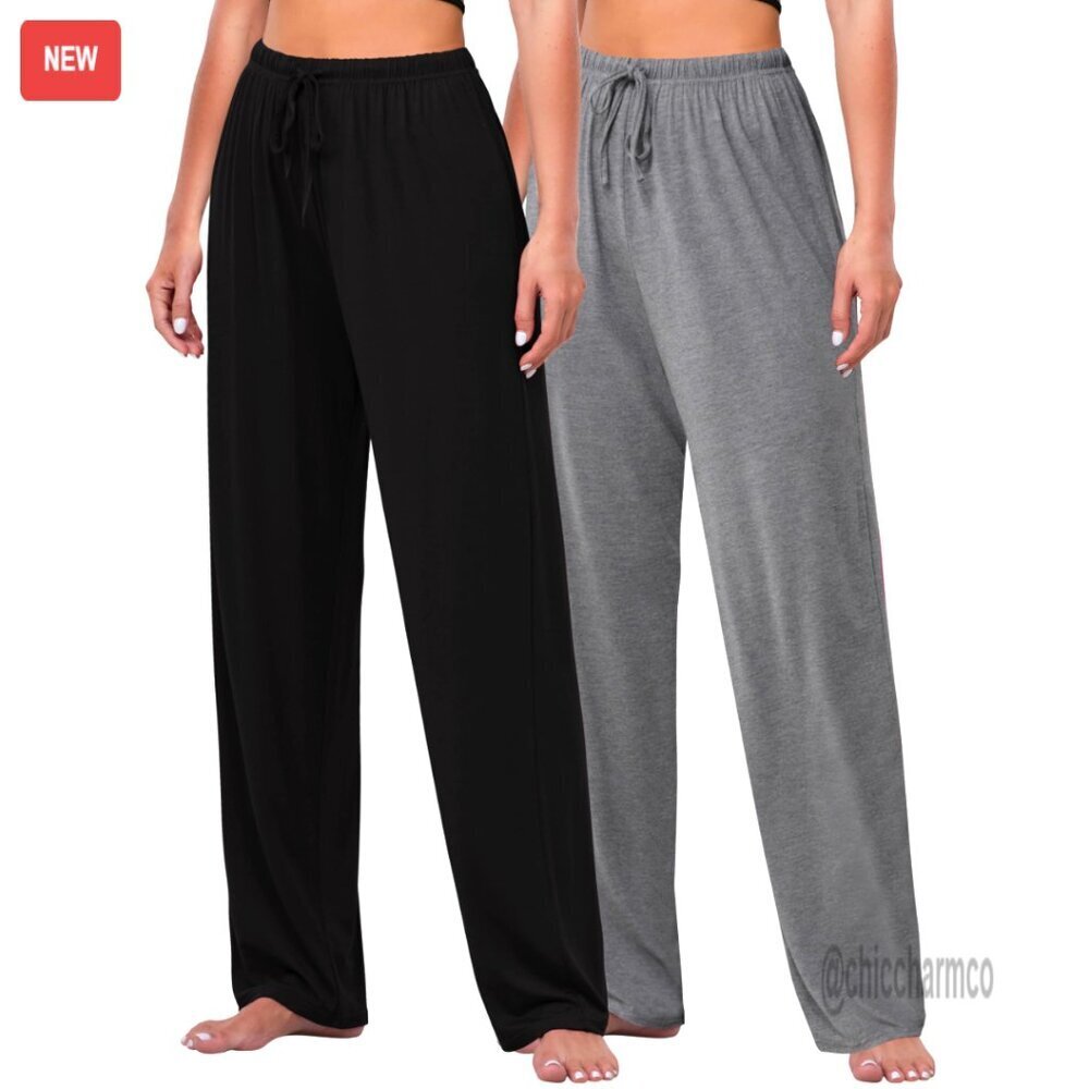 Loose Fit Wide Leg Lounge Pants, 95% Viscose 5% Spandex, Yoga Sleepwear